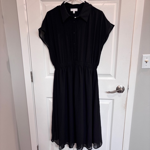 by Stacy London Regular Jersey Dress with Chiffon Overlay - Picture 2 of 5